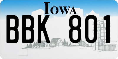 IA license plate BBK801