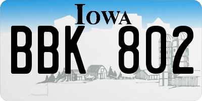 IA license plate BBK802