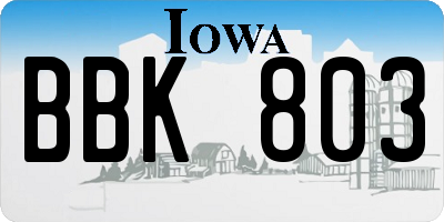 IA license plate BBK803