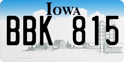 IA license plate BBK815