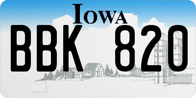 IA license plate BBK820