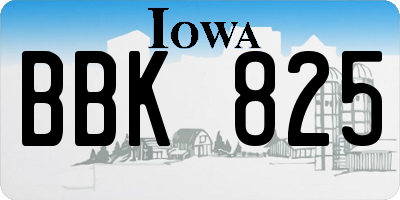 IA license plate BBK825