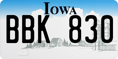 IA license plate BBK830