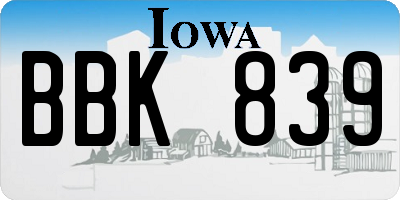 IA license plate BBK839