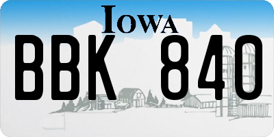 IA license plate BBK840