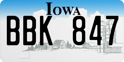 IA license plate BBK847