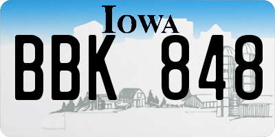 IA license plate BBK848