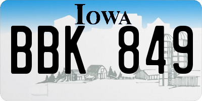 IA license plate BBK849