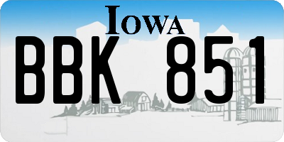 IA license plate BBK851