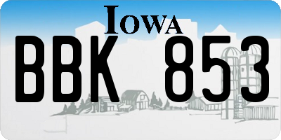 IA license plate BBK853