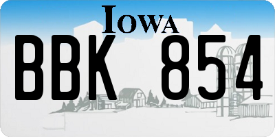 IA license plate BBK854