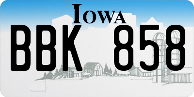 IA license plate BBK858