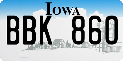 IA license plate BBK860
