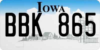 IA license plate BBK865