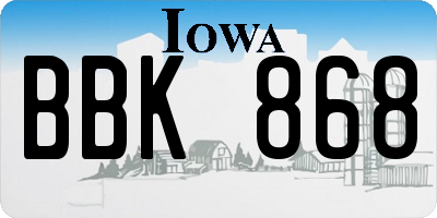 IA license plate BBK868