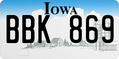 IA license plate BBK869