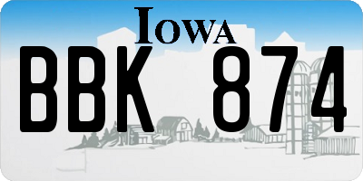 IA license plate BBK874