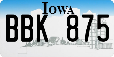 IA license plate BBK875