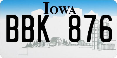 IA license plate BBK876