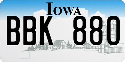 IA license plate BBK880
