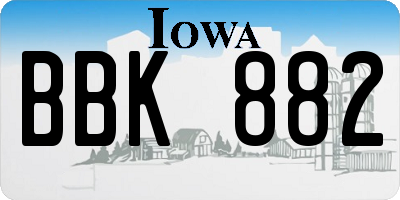 IA license plate BBK882