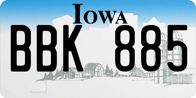IA license plate BBK885