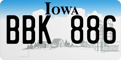 IA license plate BBK886