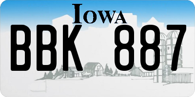 IA license plate BBK887