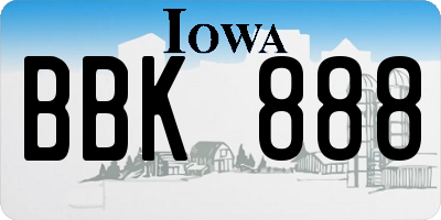 IA license plate BBK888