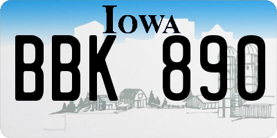 IA license plate BBK890