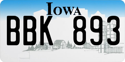 IA license plate BBK893