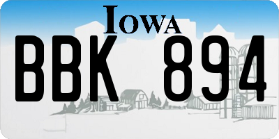 IA license plate BBK894