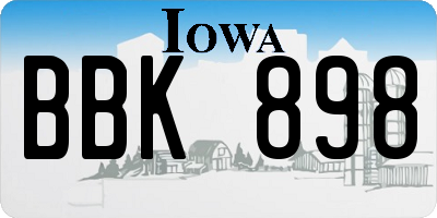 IA license plate BBK898