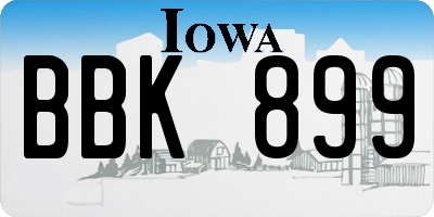 IA license plate BBK899