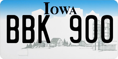IA license plate BBK900