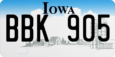 IA license plate BBK905