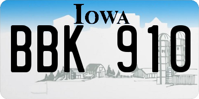IA license plate BBK910
