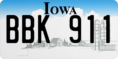 IA license plate BBK911