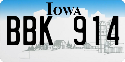 IA license plate BBK914