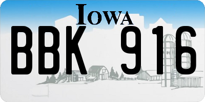 IA license plate BBK916