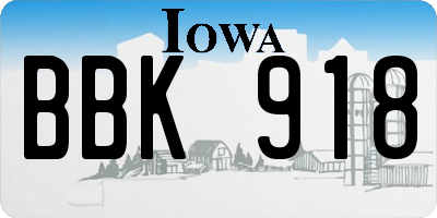 IA license plate BBK918