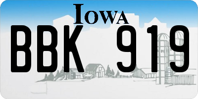 IA license plate BBK919