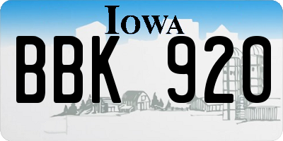 IA license plate BBK920