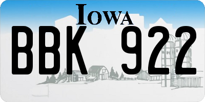 IA license plate BBK922