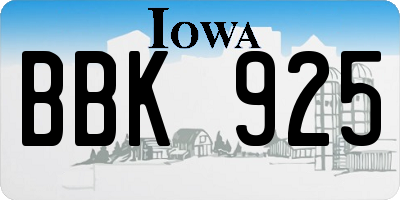 IA license plate BBK925