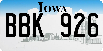 IA license plate BBK926