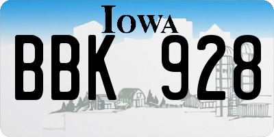 IA license plate BBK928