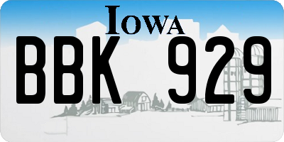IA license plate BBK929