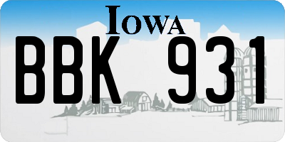IA license plate BBK931