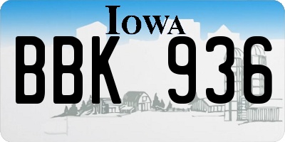 IA license plate BBK936